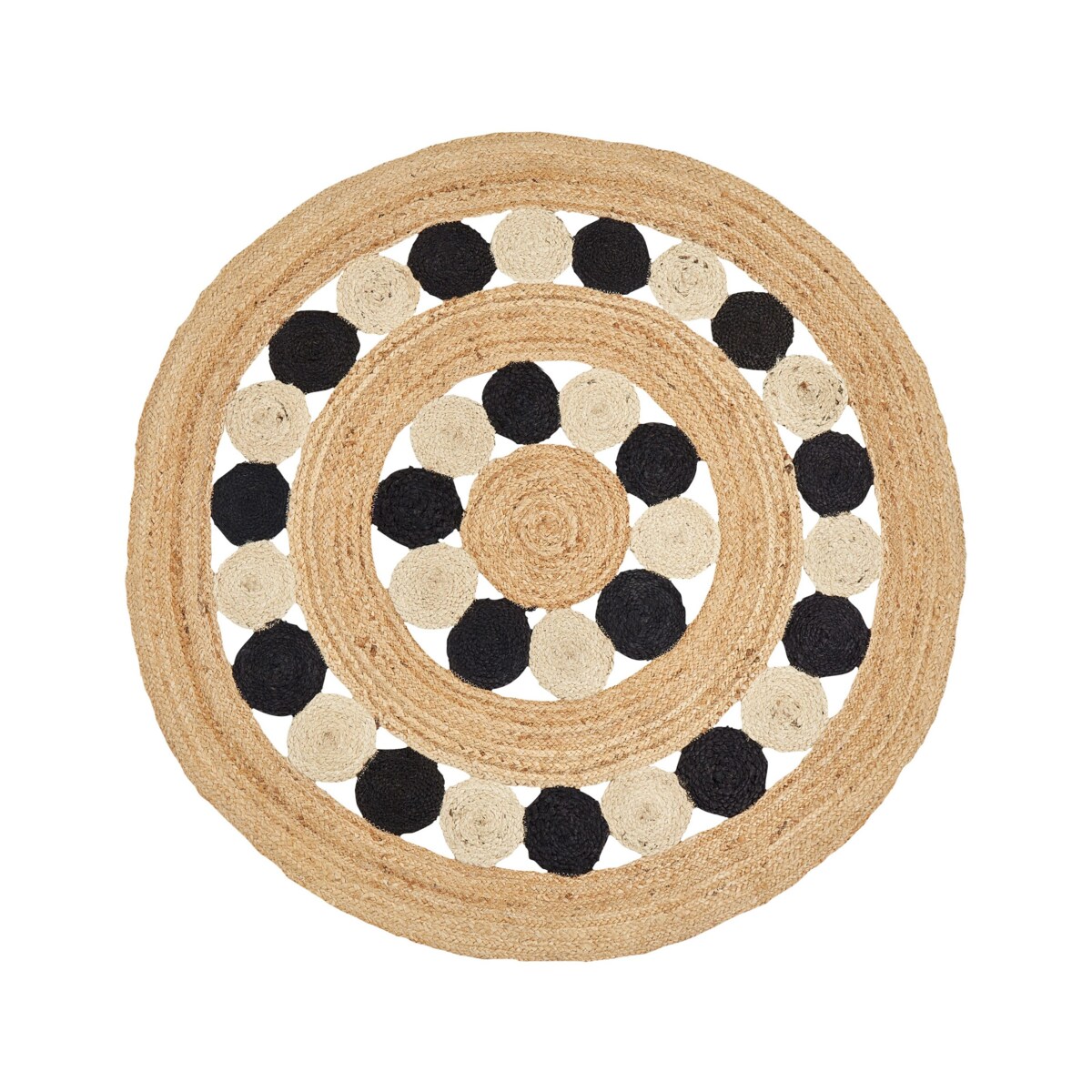 Dywan okrągły z juty ⌀ 140 cm beżowo-czarny HOVIT