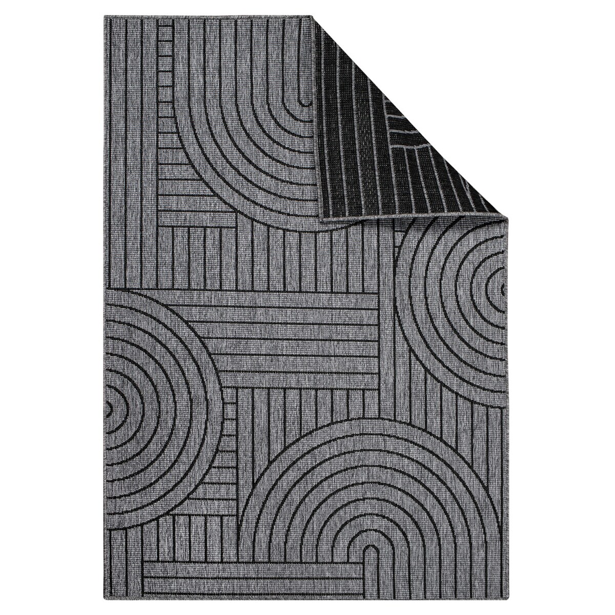 Funkcjonalny dywan na zewnątrz i do wnętrz, dwustronny DUO 58420 Antracyt 200x290