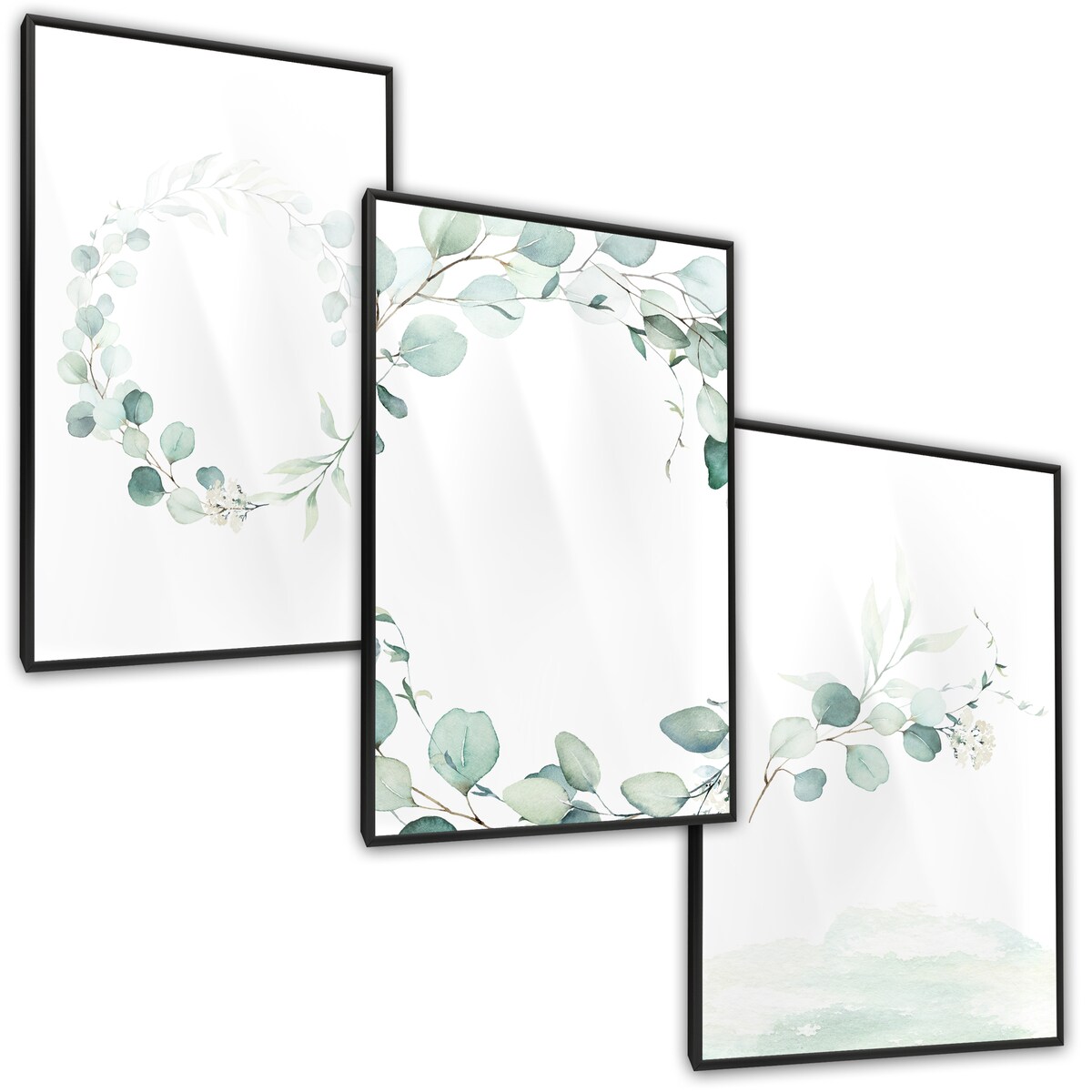 Zestaw 3x Plakat W Ramie LIŚCIE Eukaliptusa Styl Boho 30x40cm