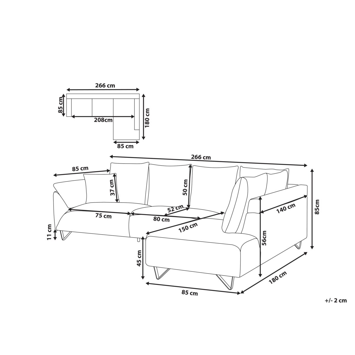 Narożnik LUNNER Sztruks Beżowy dla 4 osób Lewostronny