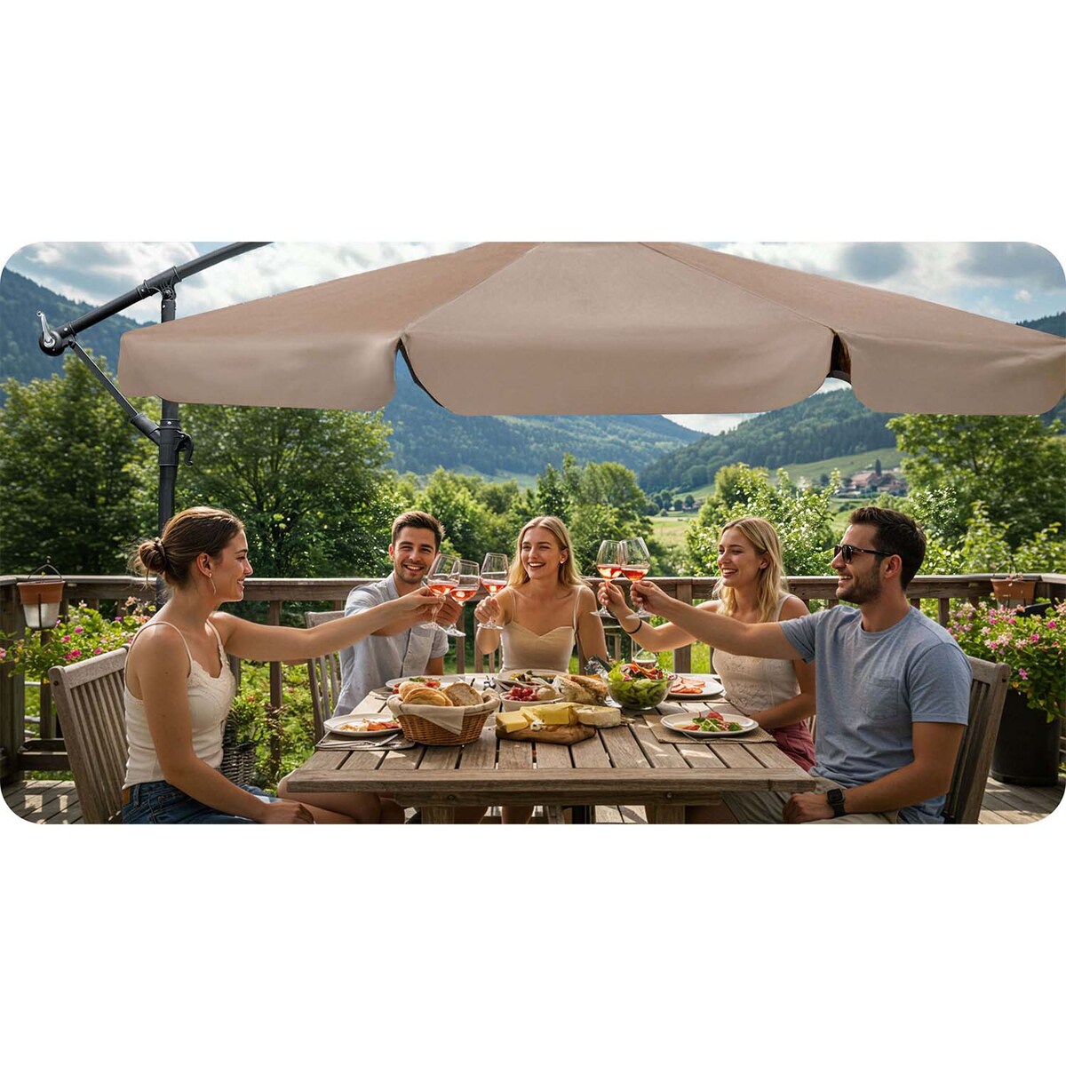 Parasol ogrodowy z wysięgnikiem pokrowiec 8 segmentów ø 350cm Plonos