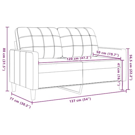 vidaXL Sofa 2-osobowa, różowy, 120 cm, tapicerowana aksamitem