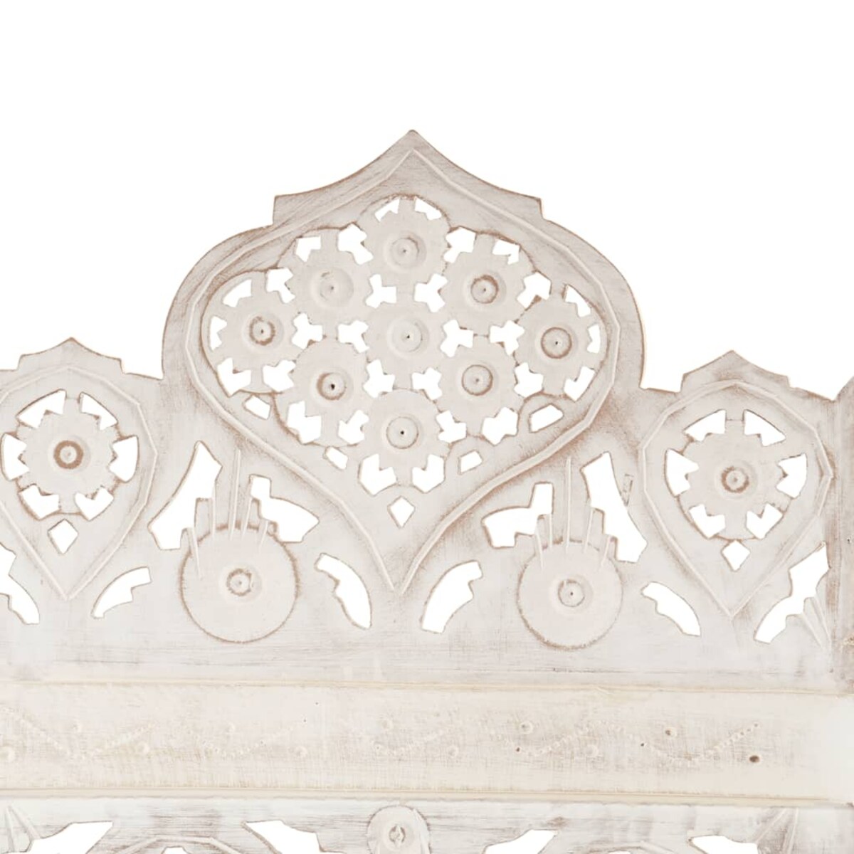 vidaXL Parawan 5-panelowy, rzeźbiony, biały, 200x165 cm, drewno mango