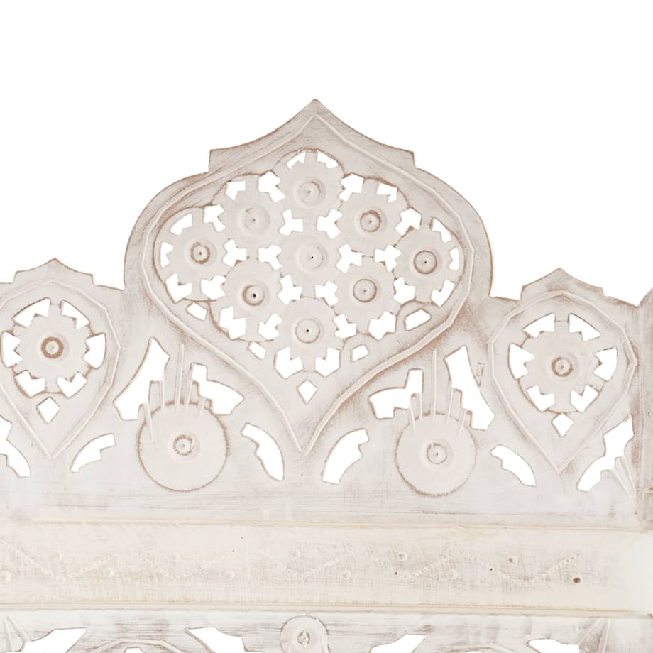 vidaXL Parawan 5-panelowy, rzeźbiony, biały, 200x165 cm, drewno mango