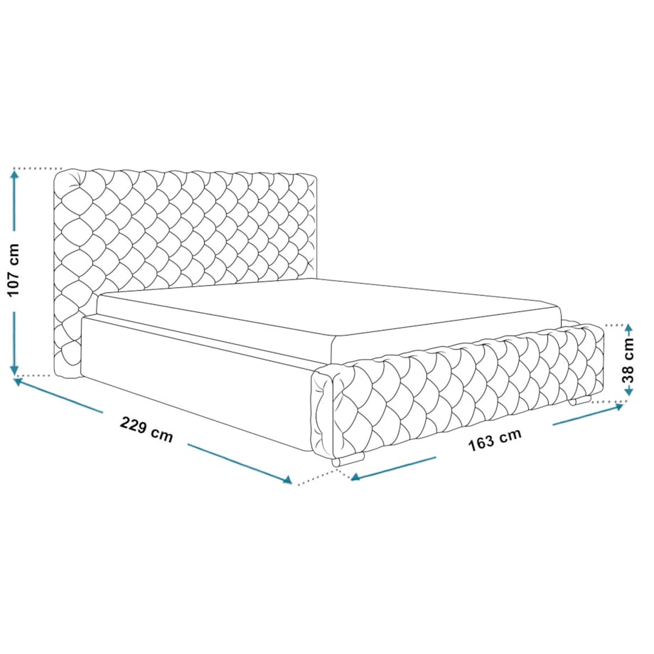 Łóżko w stylu glamour z pojemnikiem 140x200 BEN 12 - beżowe
