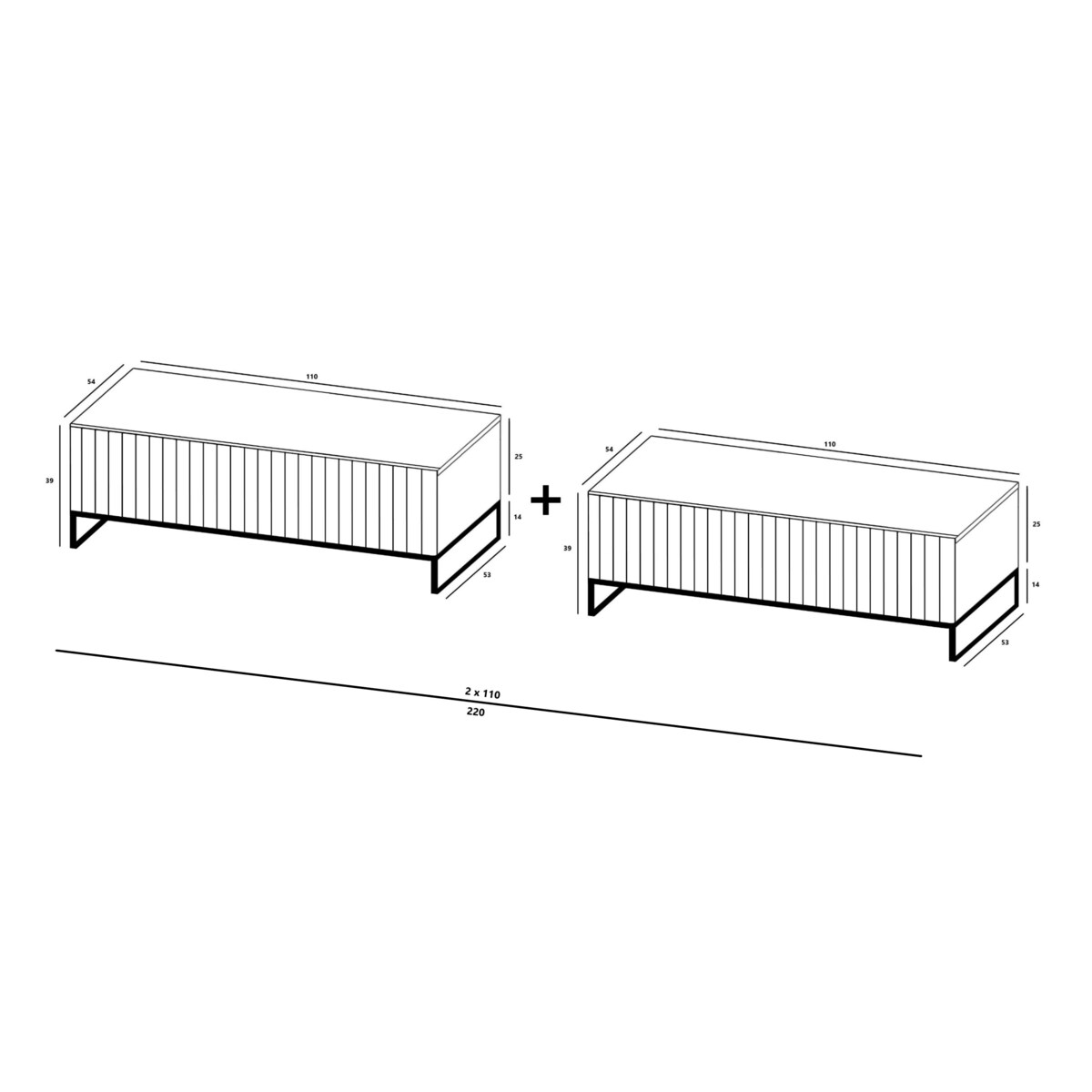 Nowoczesna Szafka RTV Glamour Komoda RTV Ryflowane fronty Granatowy Mat 220 cm