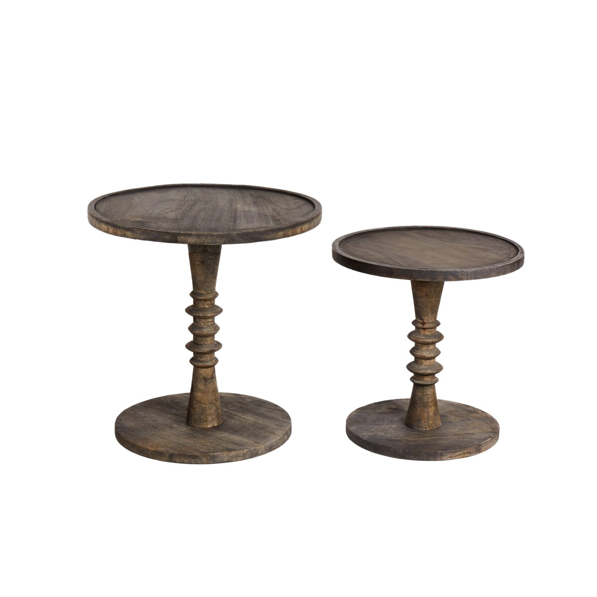 Zestaw 2 stolików pomocniczych z drewna mango ciemne THALIA