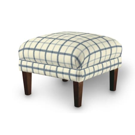 Podnóżek do fotela, niebieska kratka tle ecru, 56 x 56 x 40 cm, Avinon