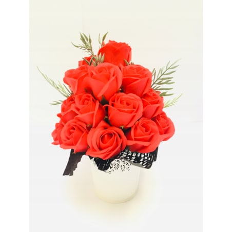 BUKIET KWIATY Z MYDŁA pachną róża czerwona na prezent upominek dla bliskich