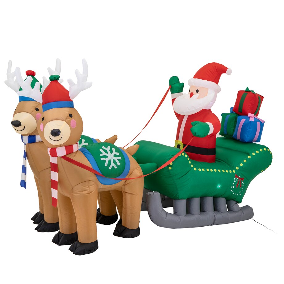 Mikołaj Nadmuchiwany Dekoracja Świąteczna Sanie Renifer Dmuchaniec