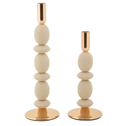 Świeczniki metalowe 2 szt. 33,5/25x10 cm CALLARIS kremowy