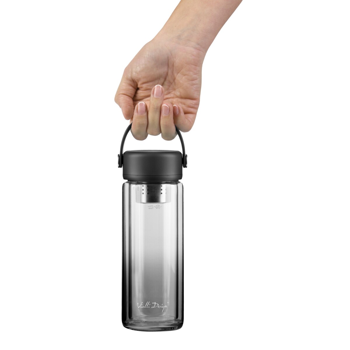 Butelka z podwójną ścianką i zaparzaczem Fuori 350 ml czarna 30176