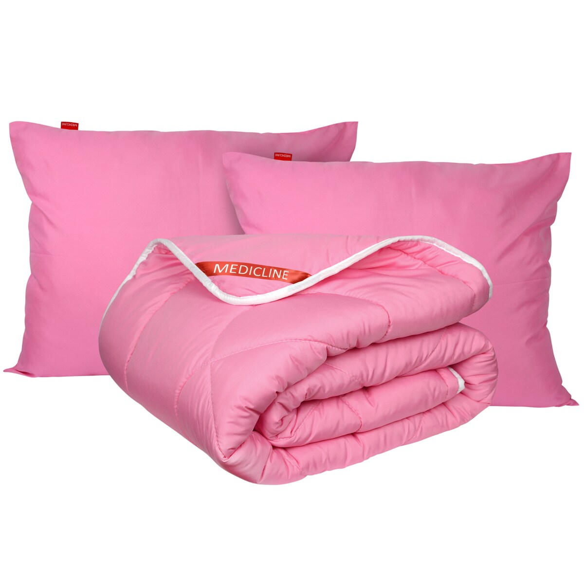 Kołdra Całoroczna 140X200 Cm Antyalergiczna Mikrofibra Silikon Różowa + 2X Poduszka Zestaw