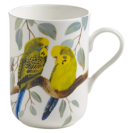Kubek Birds Papużka, biały ze wzorem, 350 ml