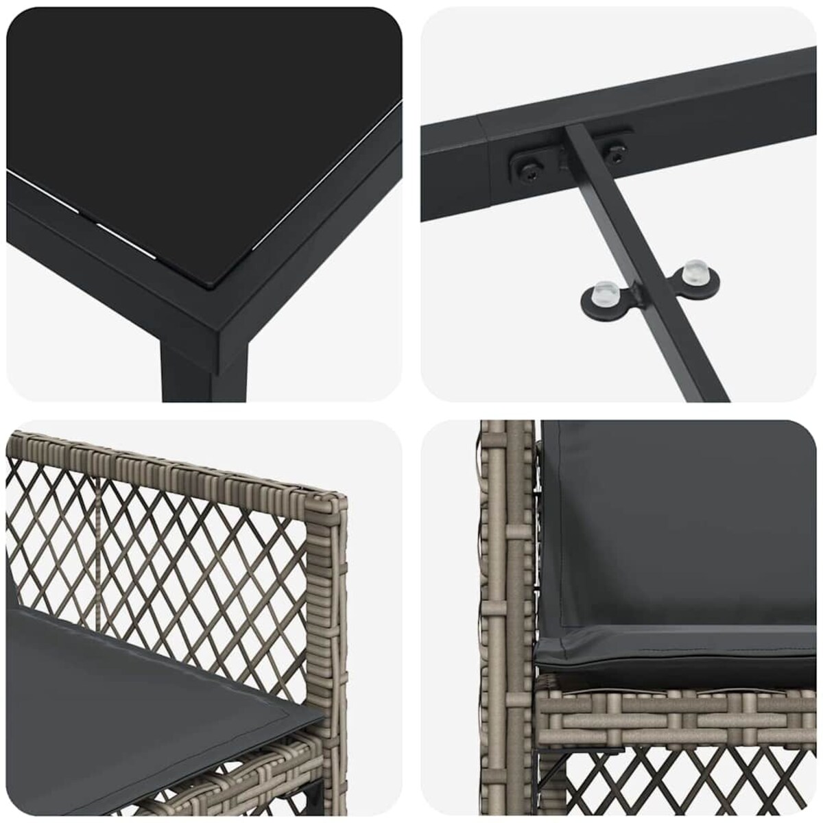 vidaXL Zestaw do jadalni w ogrodzie 9 pcs Szary polirattan