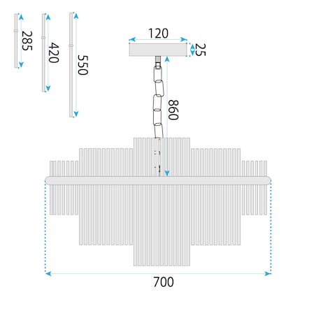 Lampa Sufitowa Wisząca App1654-8Cp 70Cm Złoty, Metal