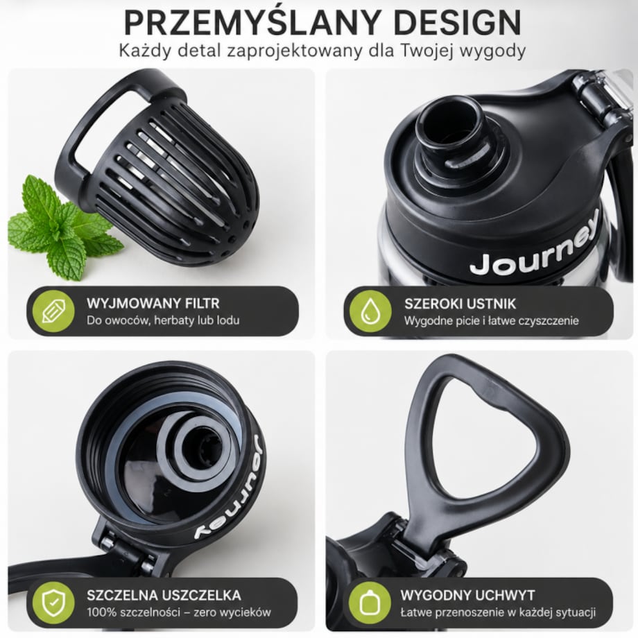 Butelka na wodę z uchwytem, sportowy bidon z miarką 800ML GALAXY czarny, BD71CZ