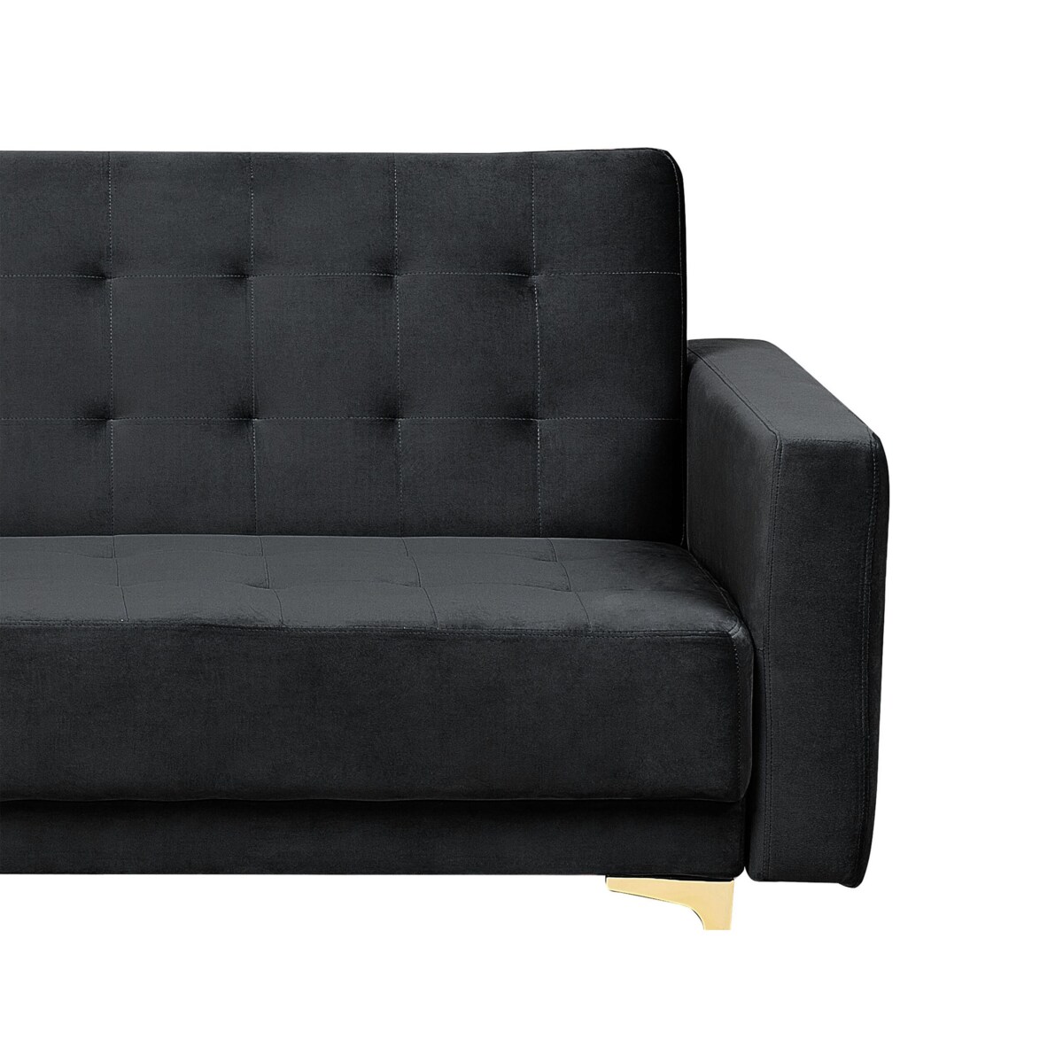 Narożnik rozkładany 5-osobowy z otomaną welurowy prawostronny czarny ABERDEEN