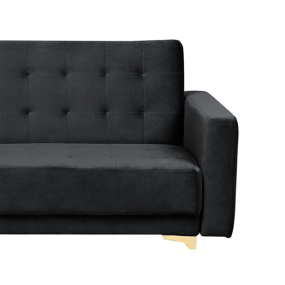 Narożnik rozkładany 5-osobowy z otomaną welurowy prawostronny czarny ABERDEEN