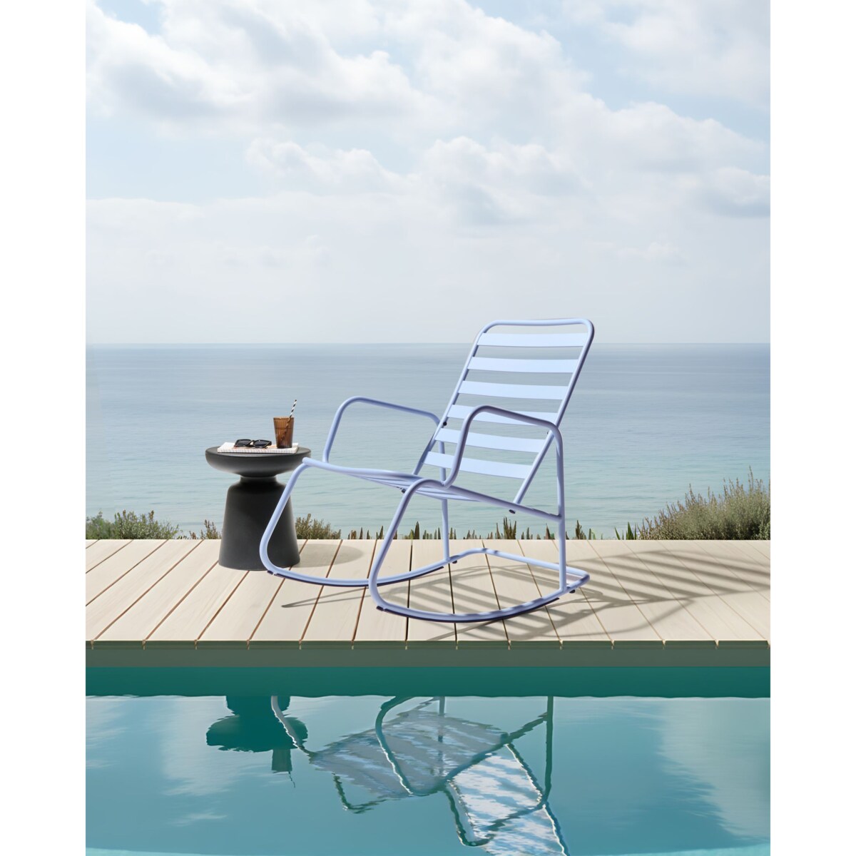 Fotel bujany ogrodowy TURI Metal Błękitny