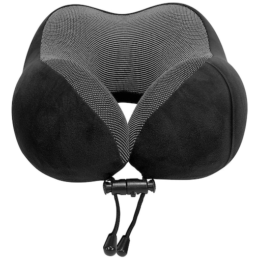 Poduszka podróżna na szyję Dr.Bacty - czarna. Plus zatyczki do uszu i opaska na oczy