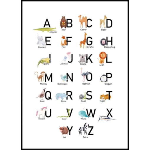 Poster Story, Plakat, Obraz - ABC ze Zwierzątkami, wymiary 42 x 60 cm