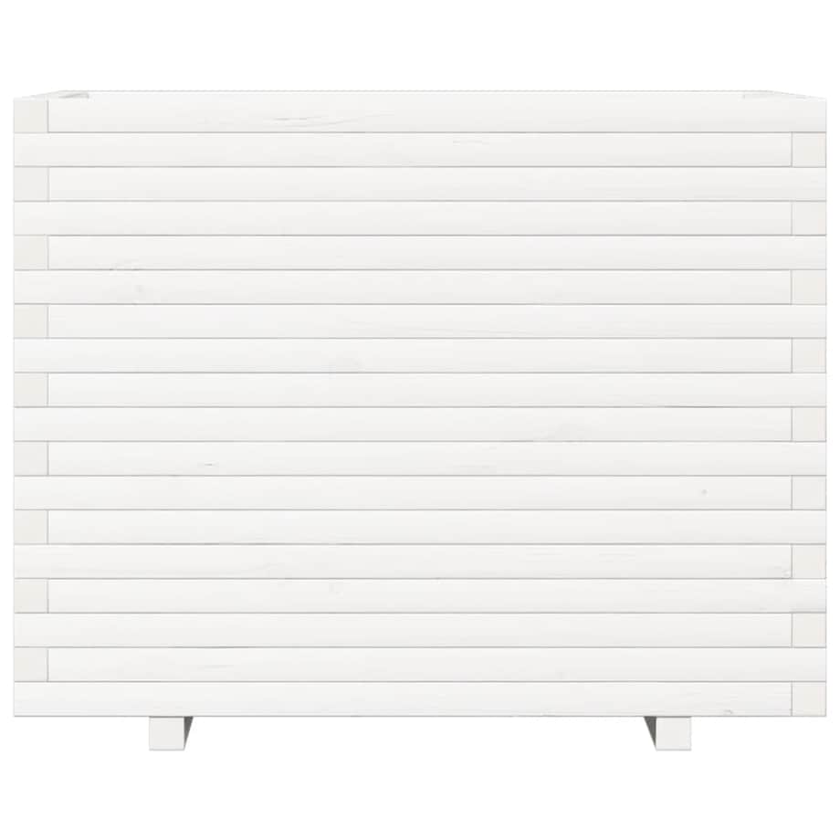 vidaXL Donica ogrodowa, biała, 90x60x72,5 cm, lite drewno sosnowe