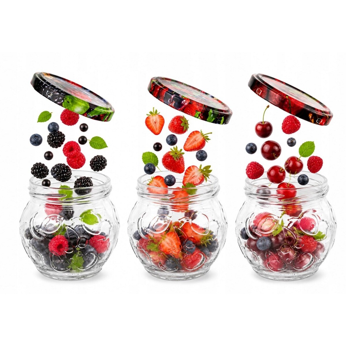 3x SŁOIK mały 215ml grawerowany na owoce dżem wek przetwory soki pojemnik
