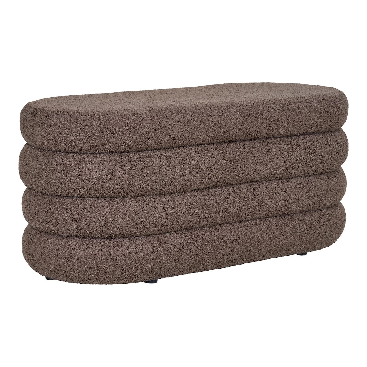 Pufa brązowa boucle 44x103x45 cm PEPUTRA ze schowkiem
