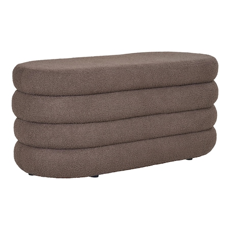 Pufa brązowa boucle 44x103x45 cm PEPUTRA ze schowkiem