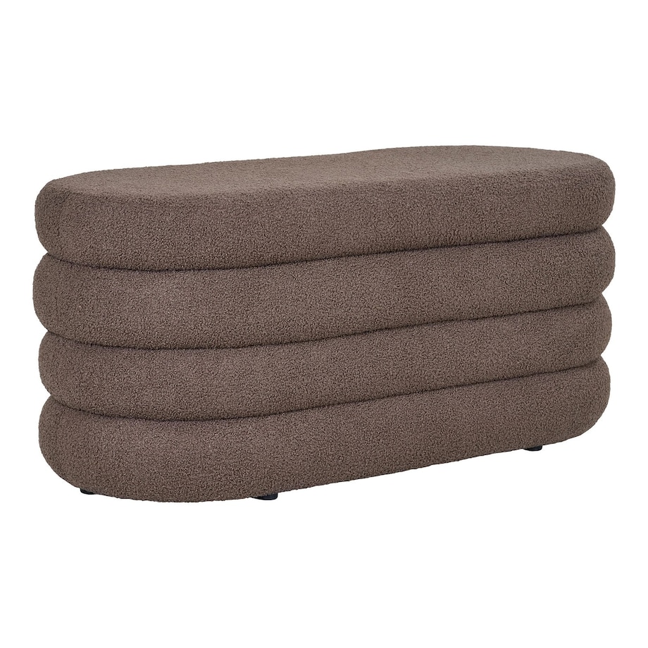 Pufa brązowa boucle 44x103x45 cm PEPUTRA ze schowkiem
