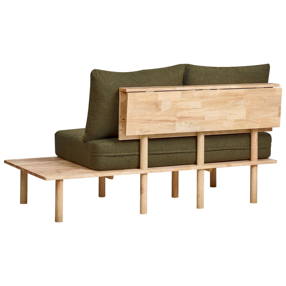 Sofa 2-osobowa ze stolikiem boucle ciemnozielona SALO