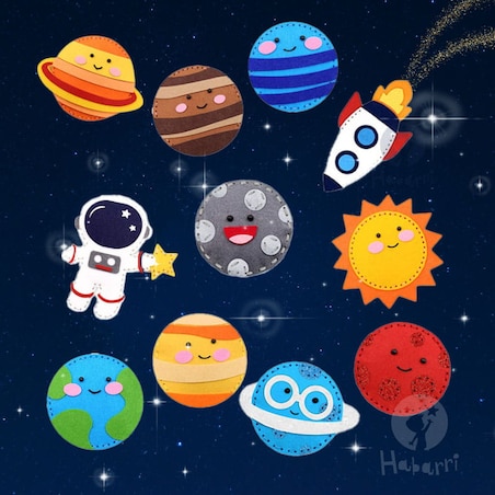 Kosmos - filcowy zestaw do szycia DIY - 11 elementów