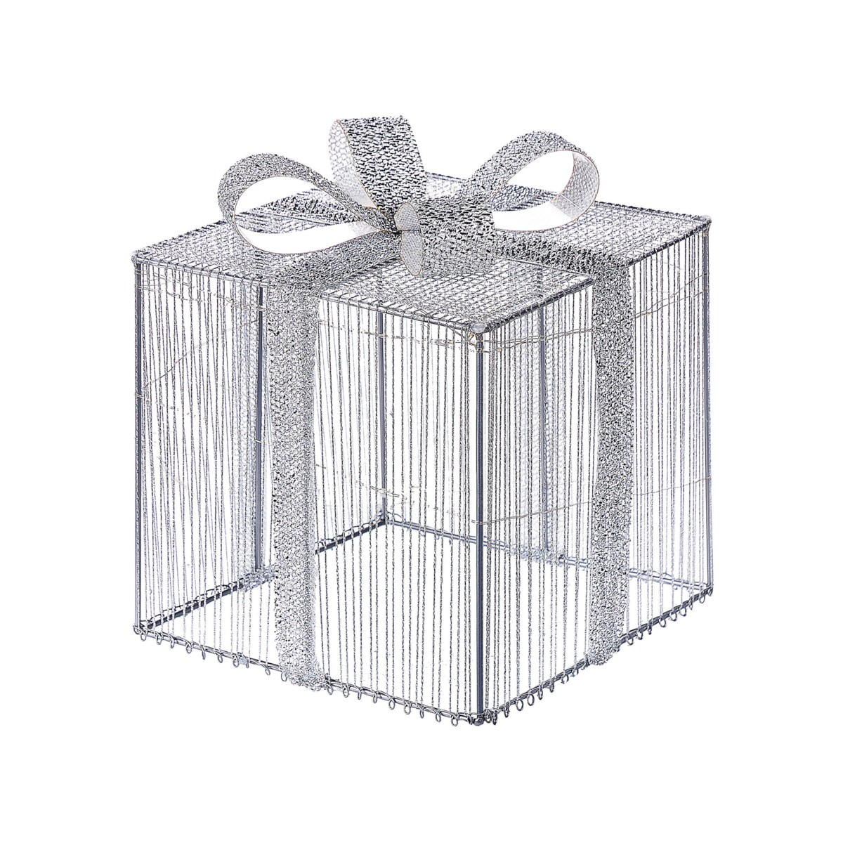 Zestaw 3 dekoracji ogrodowych LED prezenty świąteczne 25 cm srebrny ARNES