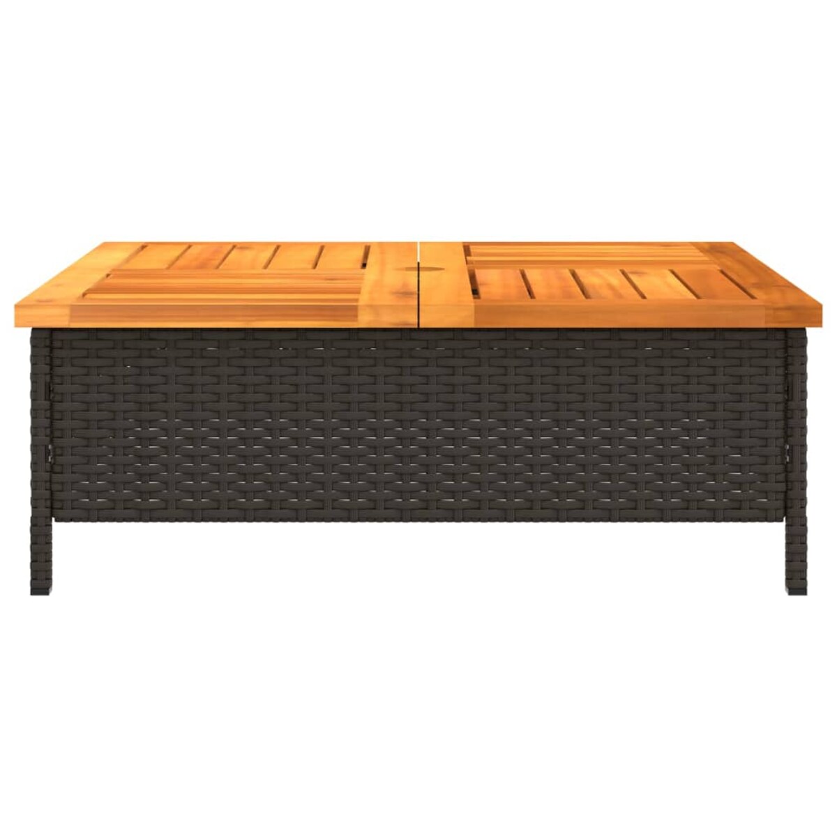 vidaXL Stolik ogrodowy, czarny, 70x70x25 cm, rattan i drewno akacjowe