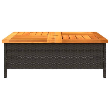 vidaXL Stolik ogrodowy, czarny, 70x70x25 cm, rattan i drewno akacjowe