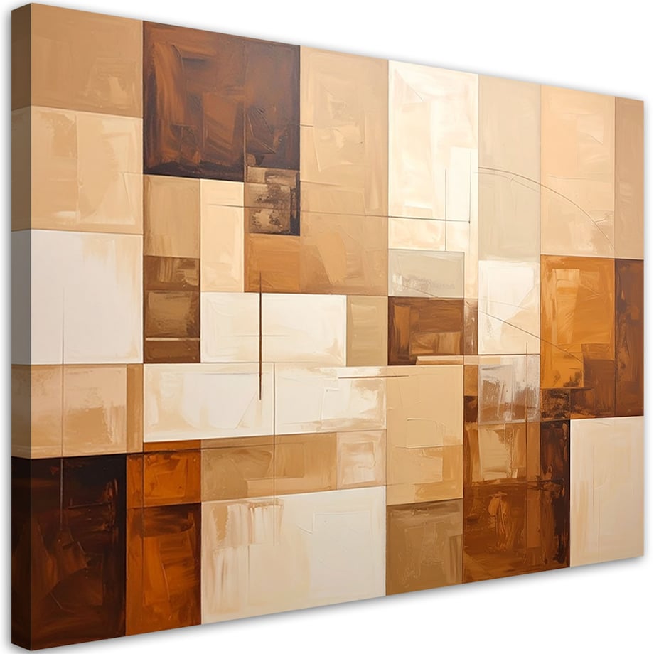 Obraz do salonu sypialni biura loftu, Abstrakcyjne geometryczne formy w beżu