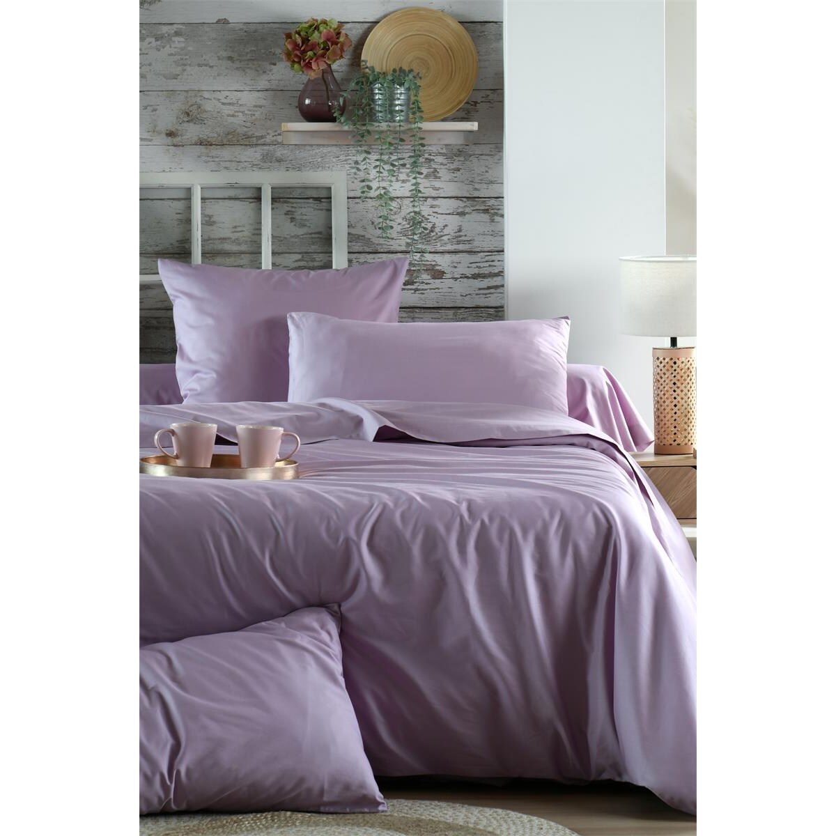 Bawełniane prześcieradło na gumce, lila, ELYSEE