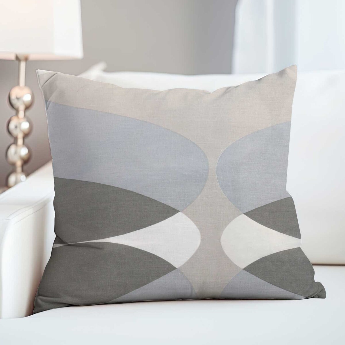 Poszewka dekoracyjna bawełniana 40x40 Forma Stone szara w geometryczny wzór, Cottonlove, Darymex