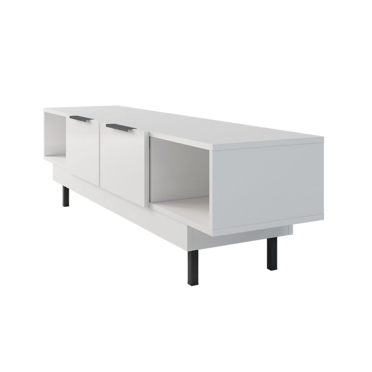 Elegancka biała komoda RTV Dancan ARTEMISA ze złotymi dodatkami