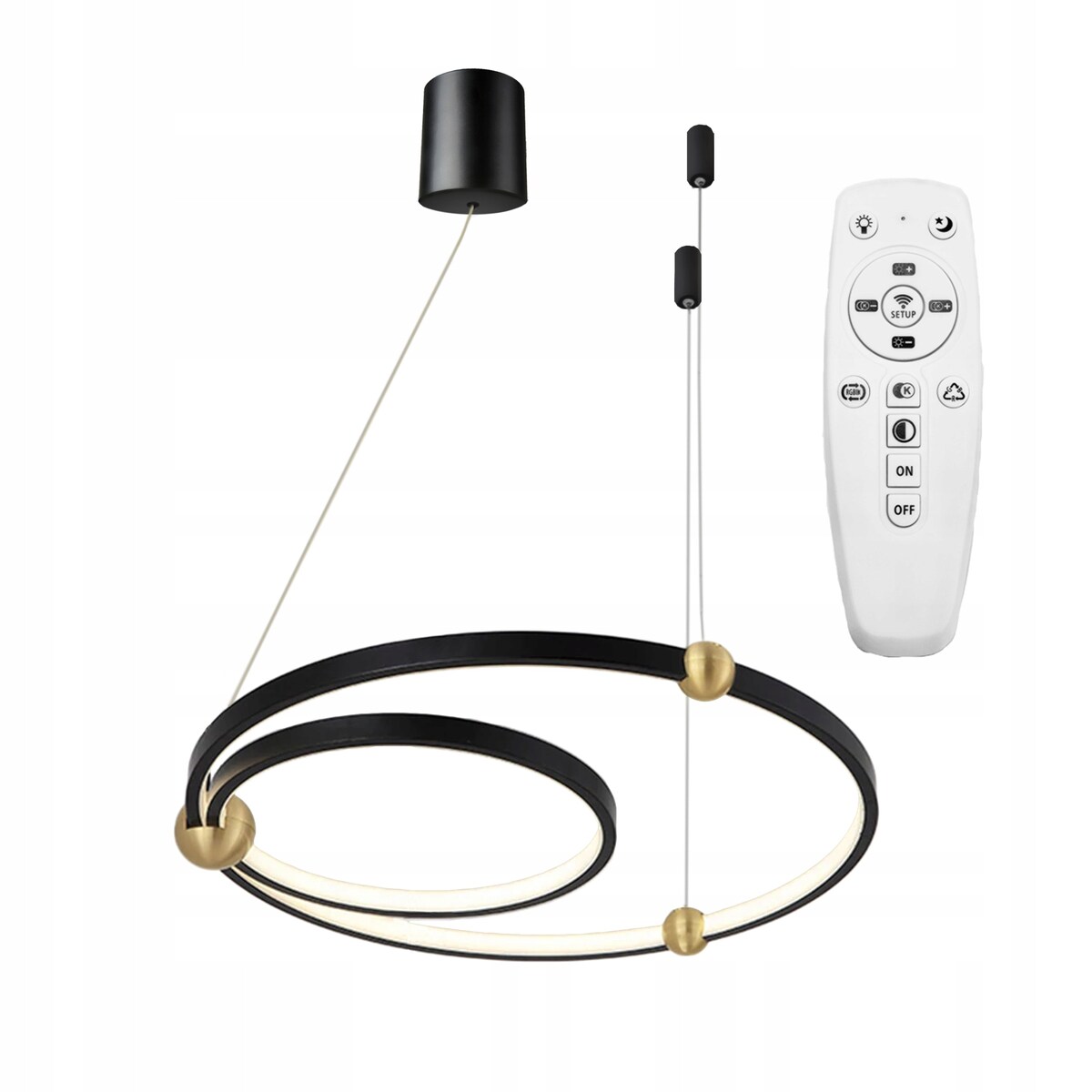 Lampa Wisząca Led Black Ring Czarna + Pilot 30X50