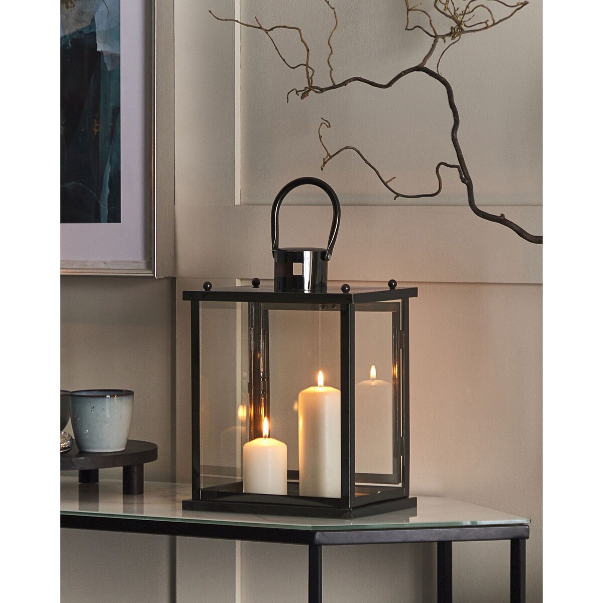 Lampion stalowy 29 cm czarny TENERIFE