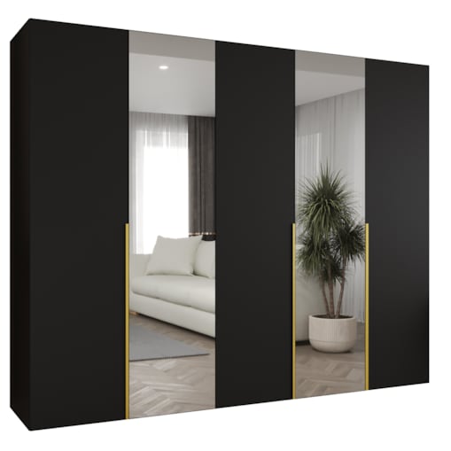 Szafa uchylna otwierana ALICANTE 2 250 wys. 202 cm Czarny + u. Złoty