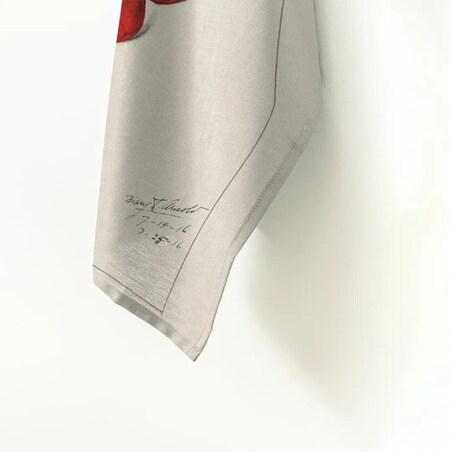 Lniany ręcznik kuchenny - spadające wiśnie