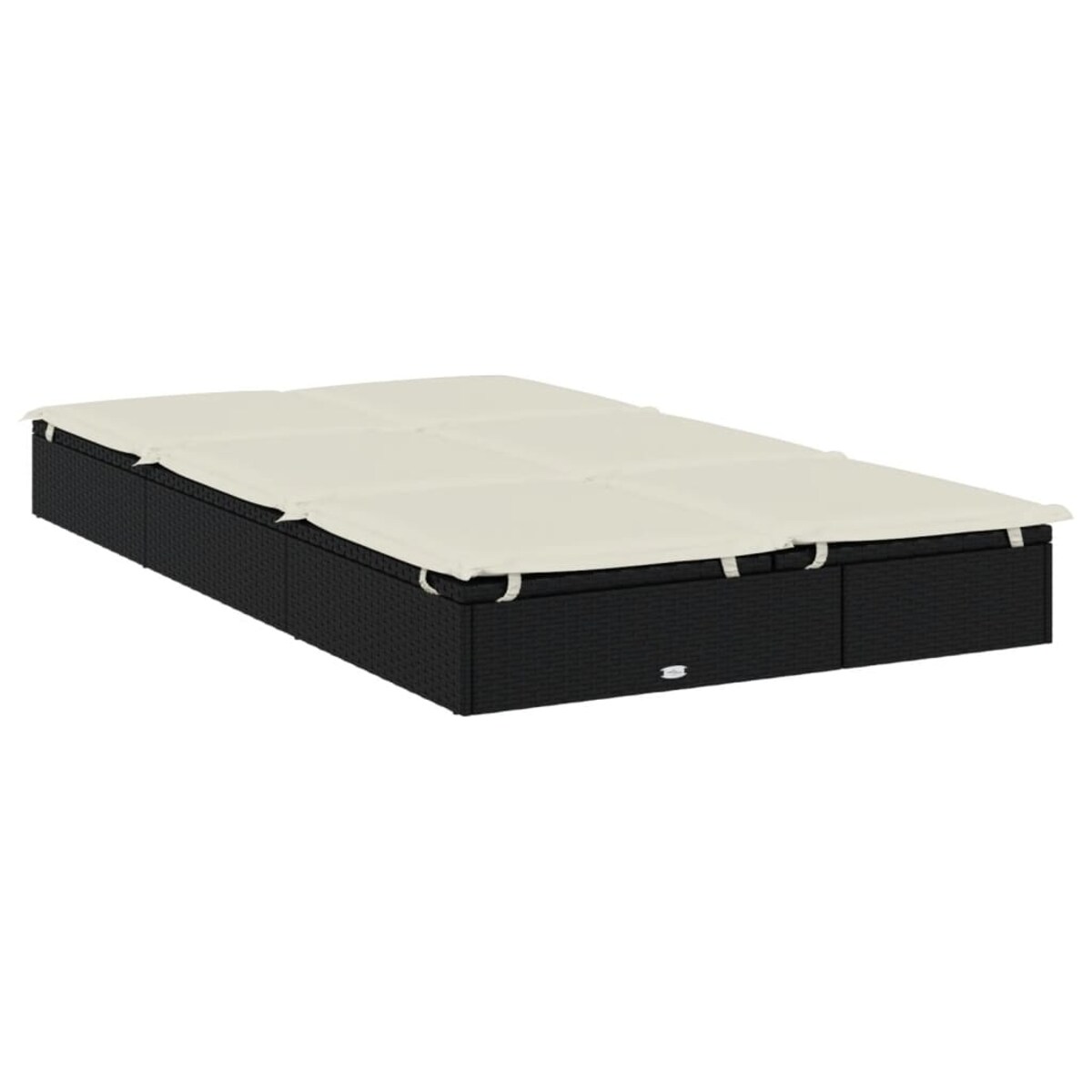 vidaXL 2-osobowy leżak z poduszkami, czarny, polirattan