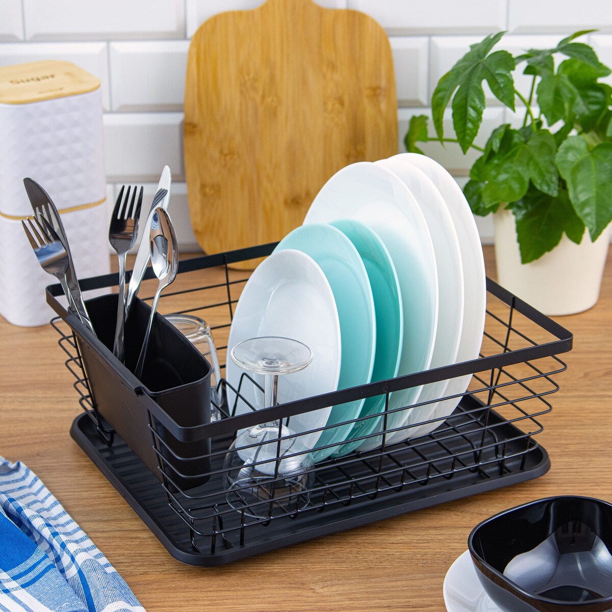 Suszarka do naczyń stojąca jednopoziomowa 36x30x14.5cm czarna KINGHOFF