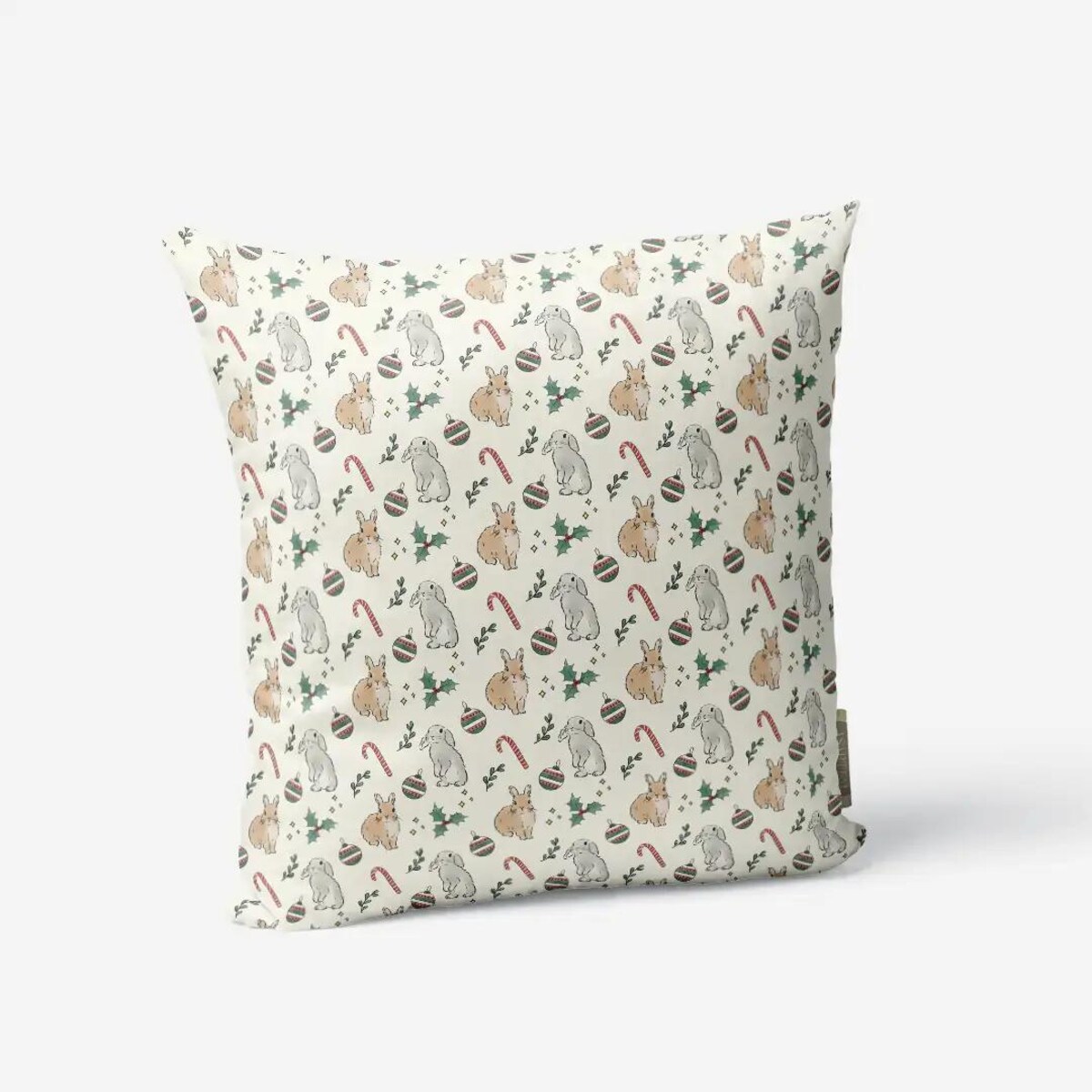Poduszka świąteczna - Akwarelowe króliczki świąteczne