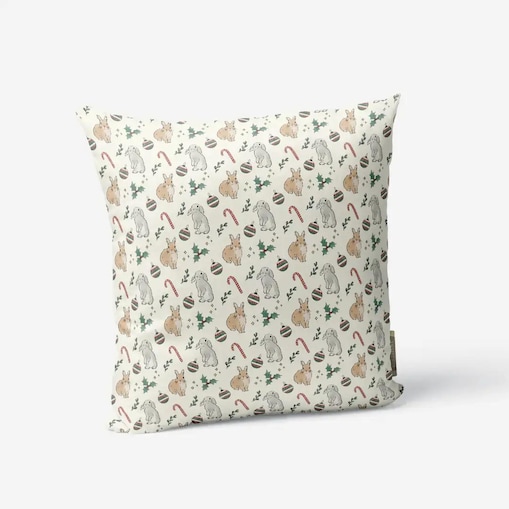 Poduszka świąteczna - Akwarelowe króliczki świąteczne