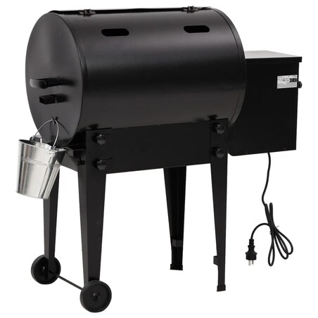 vidaXL Grill na pellet, czarny, 94 cm, żelazo