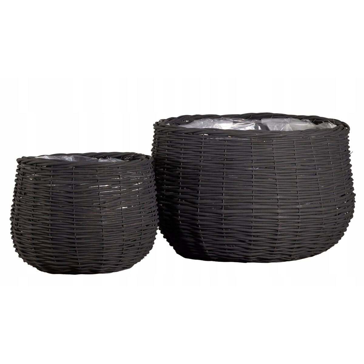 DONICZKA KOSZ CZARNA wiklinowa duża czarna osłonka ogrodowa 2 szt.